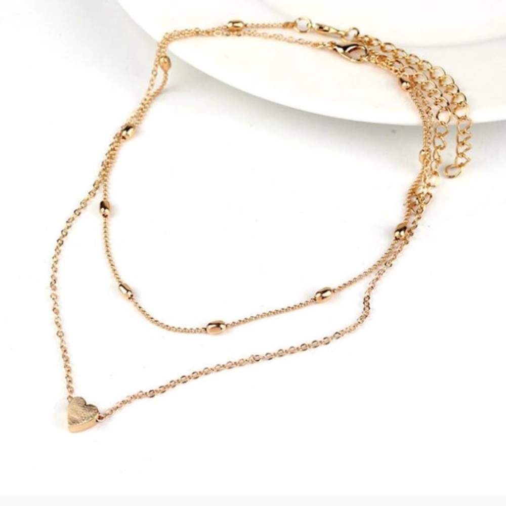 DELICATE LAYERED HEART CHOKER NECKLACE - Picture 6 of 7